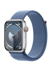 Apple Watch Series 9 - 45mm Smartwatch, GPS, MRMJ3, Silver Aluminum Case with Winter Blue Sport Loop