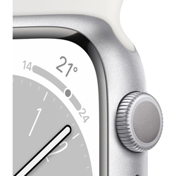 Apple Series 8 41mm Smartwatch, GPS + Cellular, Silver Aluminium Case with White Sport Band