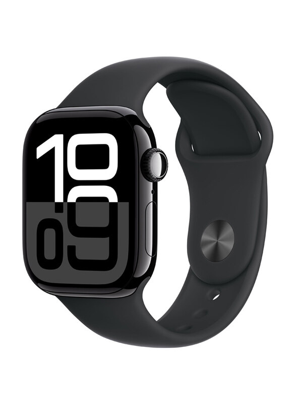 

Apple Watch Series 10 42mm Smartwatch, GPS + Cellular, Jet Black Aluminium Case with Black Sport Band