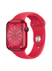 Apple Series 8 45mm Smartwatch, GPS + Cellular, Red Aluminium Case with Red Sport Band