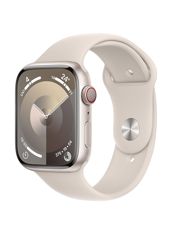 Apple Watch Series 9 - 41mm S/M Smartwatch, GPS + Cellular, MRHN3, Starlight Aluminum Case with Starlight Sport Band