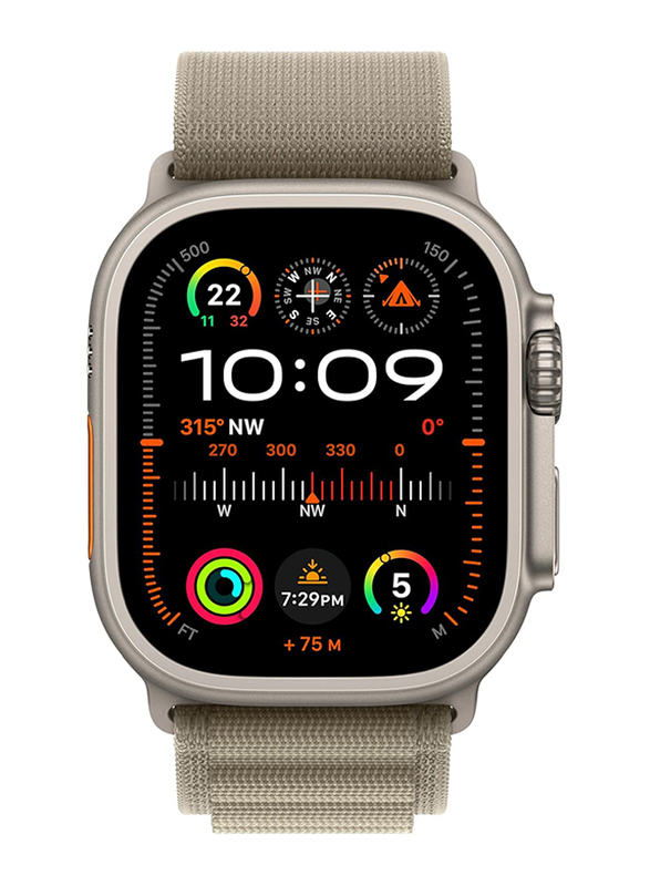 Apple Watch Ultra 2 - 49mm Small Smartwatch, GPS + Cellular, MREX3, Titanium Case with Olive Alpine Loop