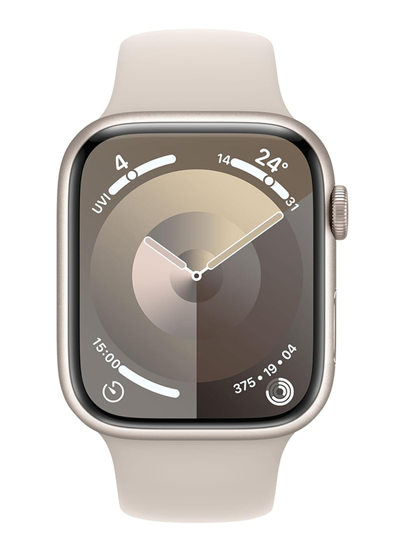 Apple Watch Series 9 - 41mm M/L Smartwatch, GPS, MR8U3, Starlight Aluminum Case with Starlight Sport Band