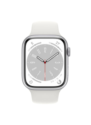 Apple Series 8 45mm Smartwatch, GPS + Cellular, Silver Aluminium Case with White Sport Band