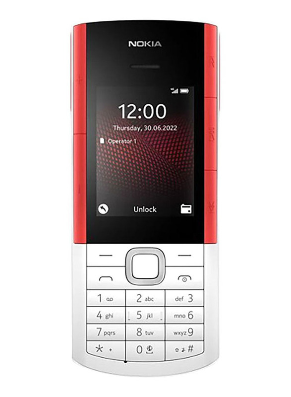 Nokia 5710 Xpressmusic 128MB White/Red, 48MB RAM, 4G LTE, Dual Sim Smartphone, Middle East Version