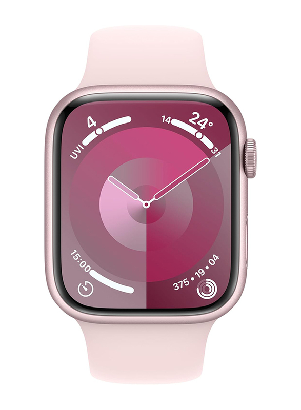 Apple Watch Series 9 - 45mm S/M Smartwatch, GPS, MR9G3, Pink Aluminum Case with Light Pink Sport Band