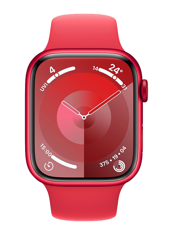 Apple Watch Series 9 - 45mm M/L Smartwatch, GPS, MRXK3, Red Aluminum Case with Red Sport Band