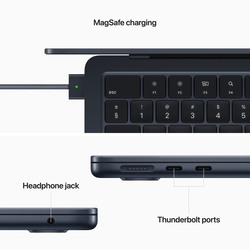 Apple MacBook Air (2022) Laptop, 13.6" Liquid Retina Display, Apple M2 Chip 8-Core, 512GB SSD, 8GB RAM, 10-Core GPU, EN KB, macOS, MLY43, Midnight, International Version