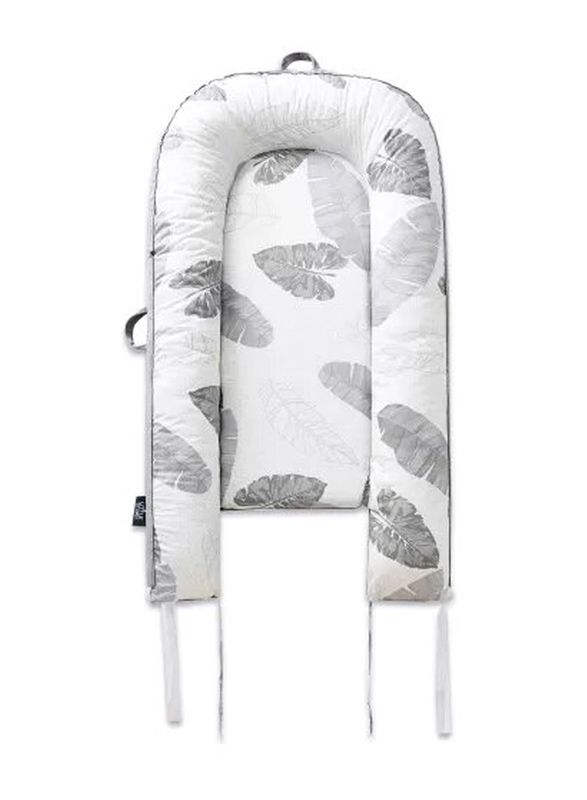 Little Story Fiberfill Lounger Bed with Baby Nursing and Feeding Pillow, Leaves, Multicolour