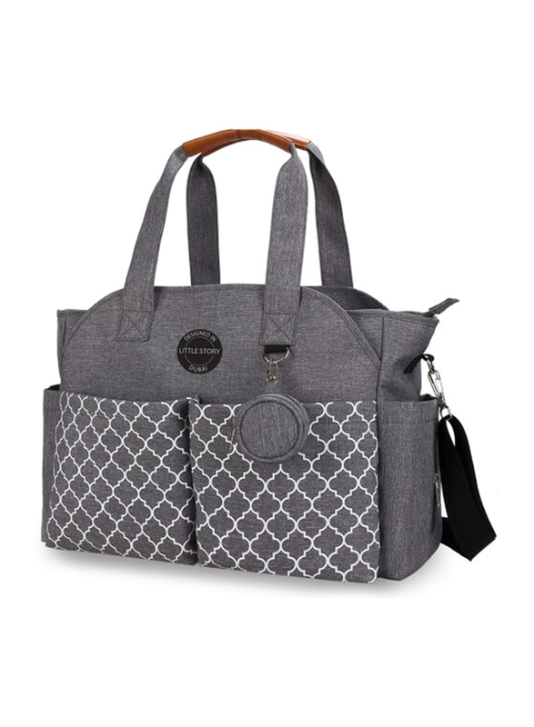 Little Story Signature Diaper Bag, Grey