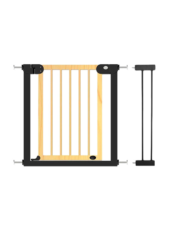 

Baby Safe Wooden Safety Gate with 28cm Black Extension, Natural Wood