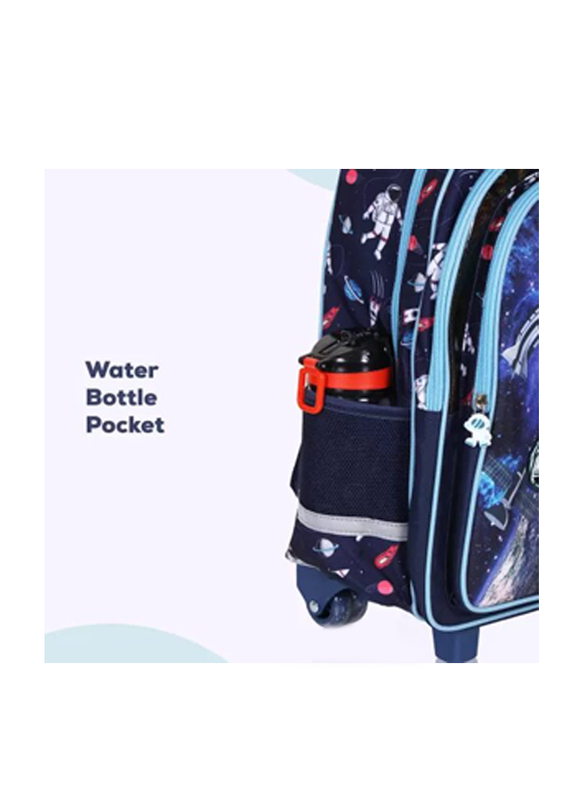 Eazy Kids Back to School 18-inch Set of 4 Astronaut School Bag Lunch Bag Activity Bag & Pencil Case, Blue