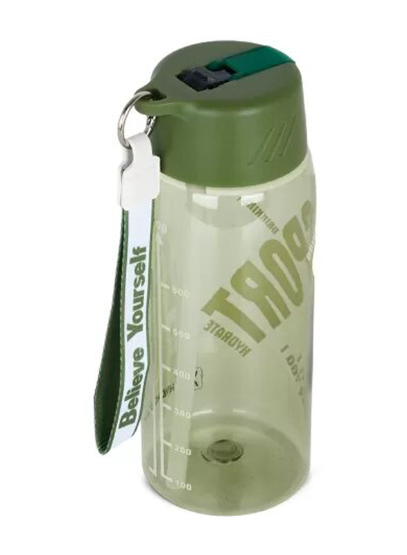 Hydrobrew Water Bottle with Grab String, 800ml, Green