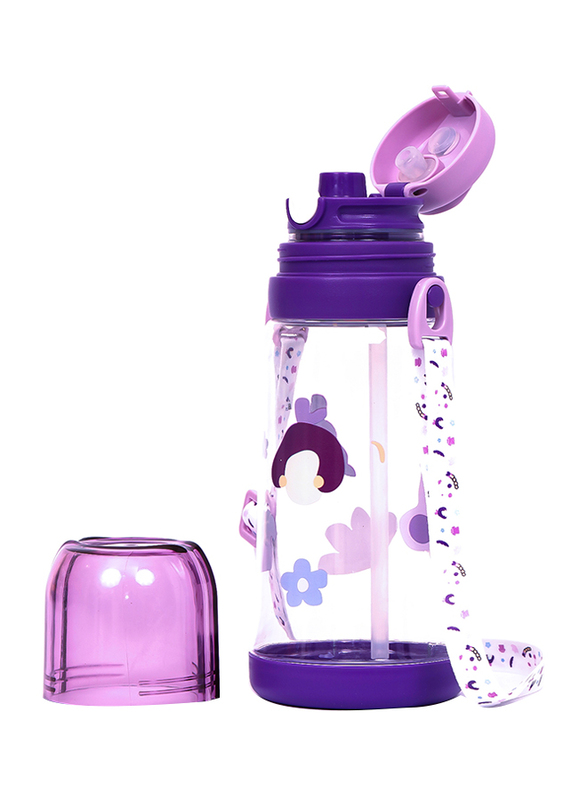 Eazy Kids Water Bottle With Straw, 600ml, Purple