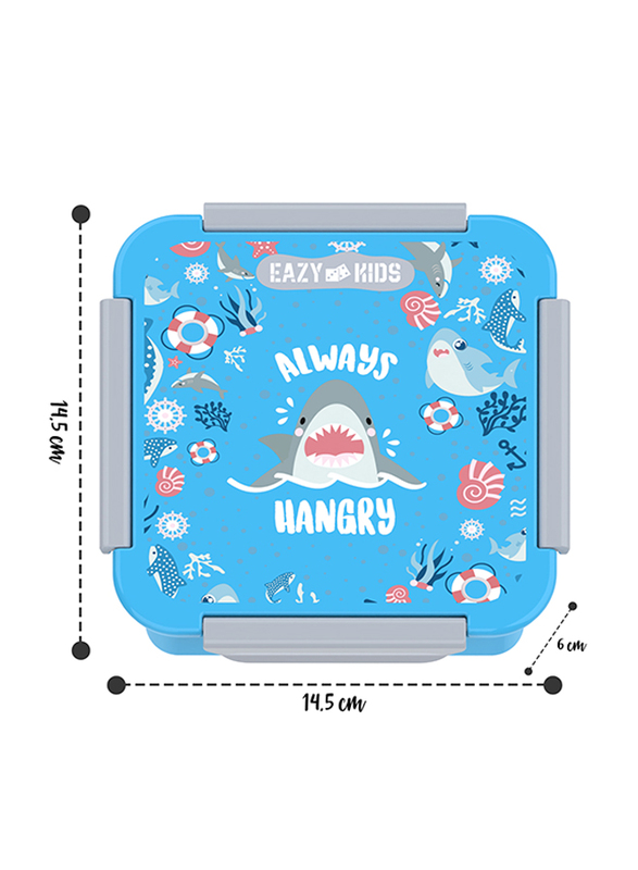 Eazy Kids Shark Lunch Box Set, 2 Pieces, 850ml & 650ml, 3+ Years, Blue