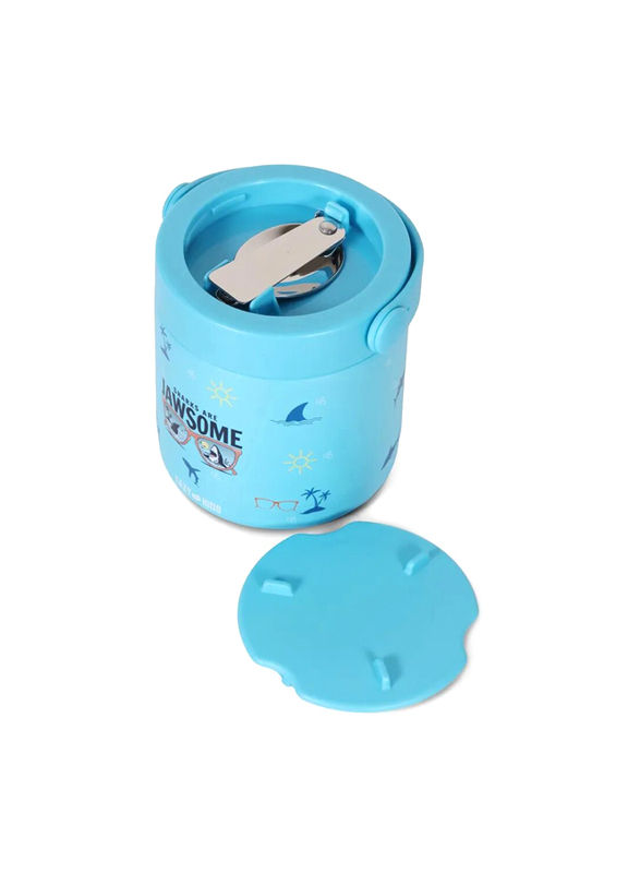 Eazy Kids Jawsome Shark Stainless Steel Insulated Food Jar for Kids, 350ml, Blue