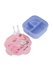 Nova Kids Square Bento Lunch Box, Rabbit Pink