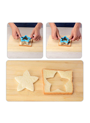 Eazy Kids 4-Pieces Stainless Steel Cutter Mini Combo Pack, 2 Sandwich Cutter, 2 Veggie Cutter, Red/Green