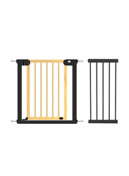 Baby Safe Wooden Safety Gate with Black Extension, 35cm, 0-2 Years, Natural Wood