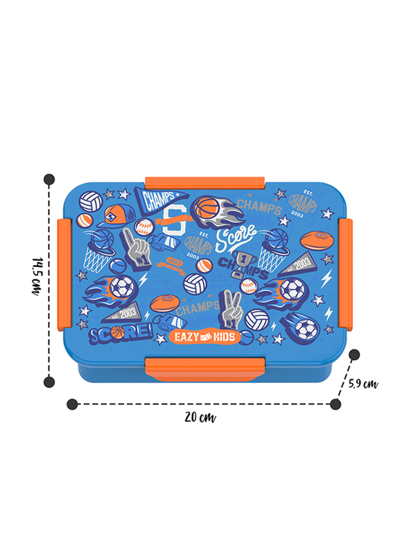 Eazy Kids Soccer Lunch Box Set, 2 Pieces, 850ml & 650ml, 3+ Years, Blue