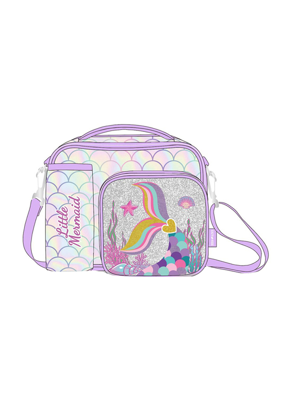 Eazy Kids Mermaid Chrome Bottle/Lunch Bag, Purple