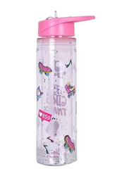 Eazy Kids Tritan Double Wall Glitter Water Bottle, 550ml, It's Girls Things Pink