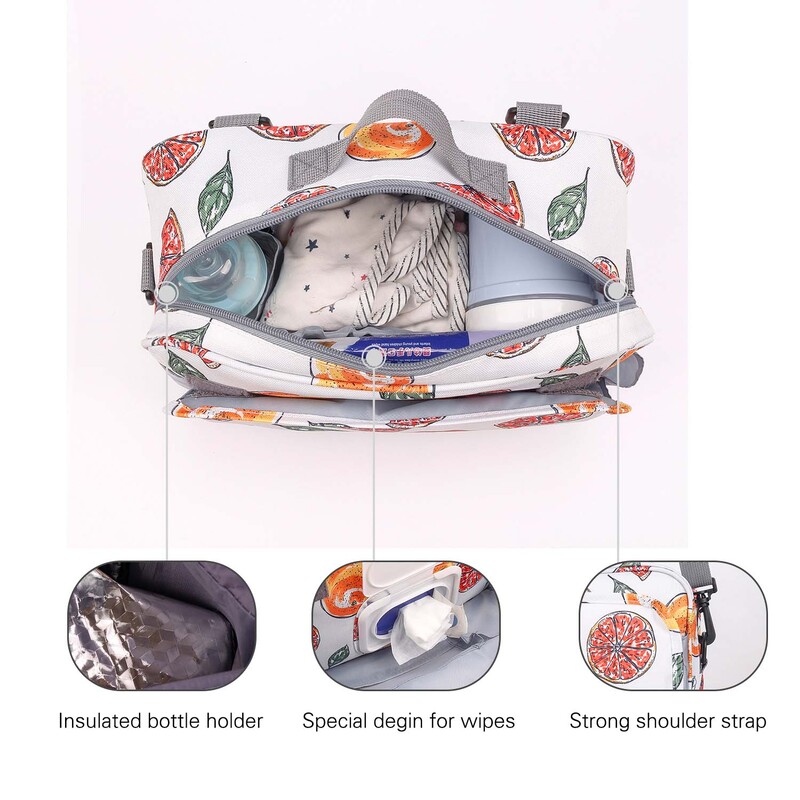 Little Story Baby Changing Clutch Kit Diaper Bag, Fruity White