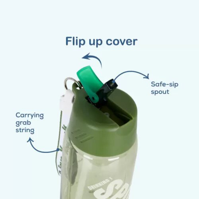 Hydrobrew Water Bottle with Grab String, 800ml, Green