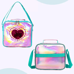 Eazy Kids 17-inch Mermaid Love School Bag Lunch Bag Pencil Case Set of 3, Pink