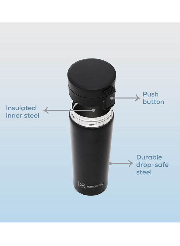 Hydrobrew 500ml Insulated Tumbler Water Bottle, Black