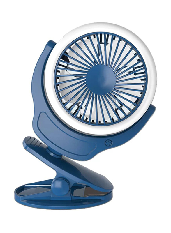 Teknum 2-in-1 Stroller USB Charging Fan for Kids Unisex, with Light, Blue