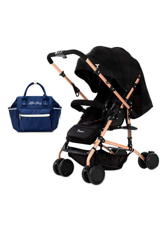 

Teknum Reversible Trip Stroller with Blue Ace Diaper Bag, Black