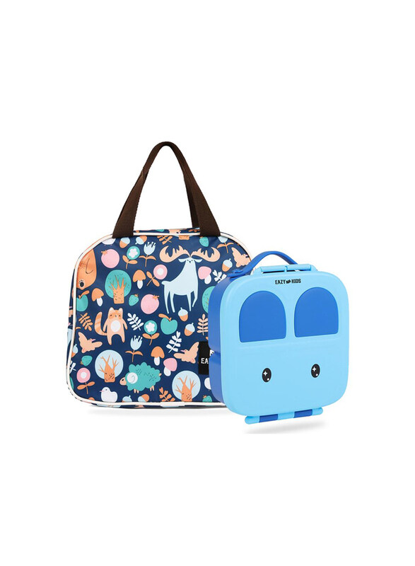 Eazy Kids Bento Box with Insulated Lunch Bag Combo for Kids, Blue