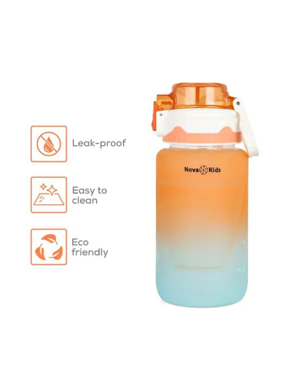 Nova Kids Water Bottle with Straw, 550ml, Orange