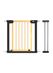 Baby Safe Wooden Safety Gate with 14cm Black Extension, Natural Wood