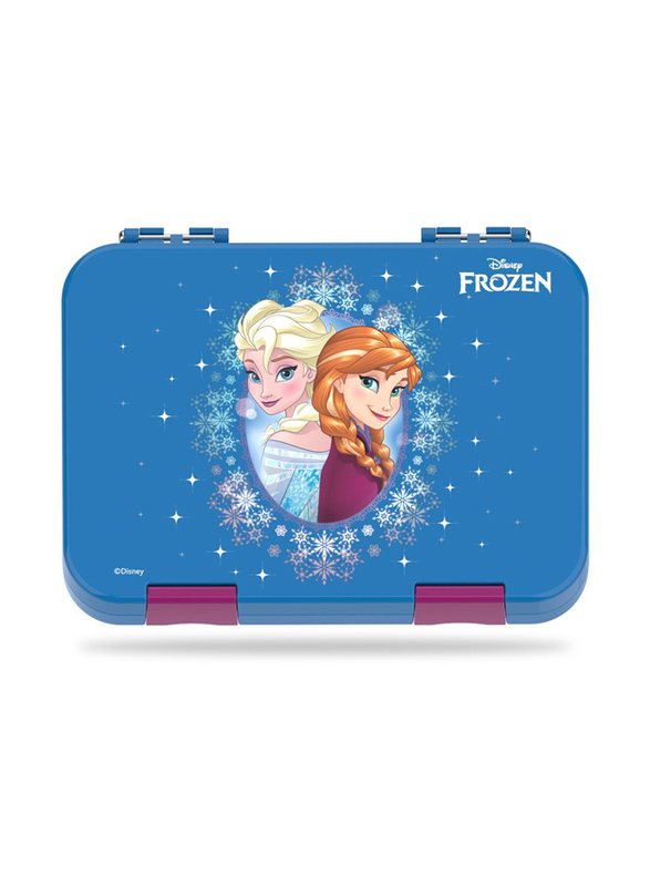 Eazy Kids Disney Frozen Elsa Anna 6 & 4 Compartment Convertible Bento Tritan Lunch Box for Kids, Blue