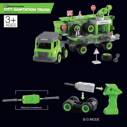 Little Story Sanitation Truck Kids Toy with 2 Mini Truck, Ages 3+, Multicolour
