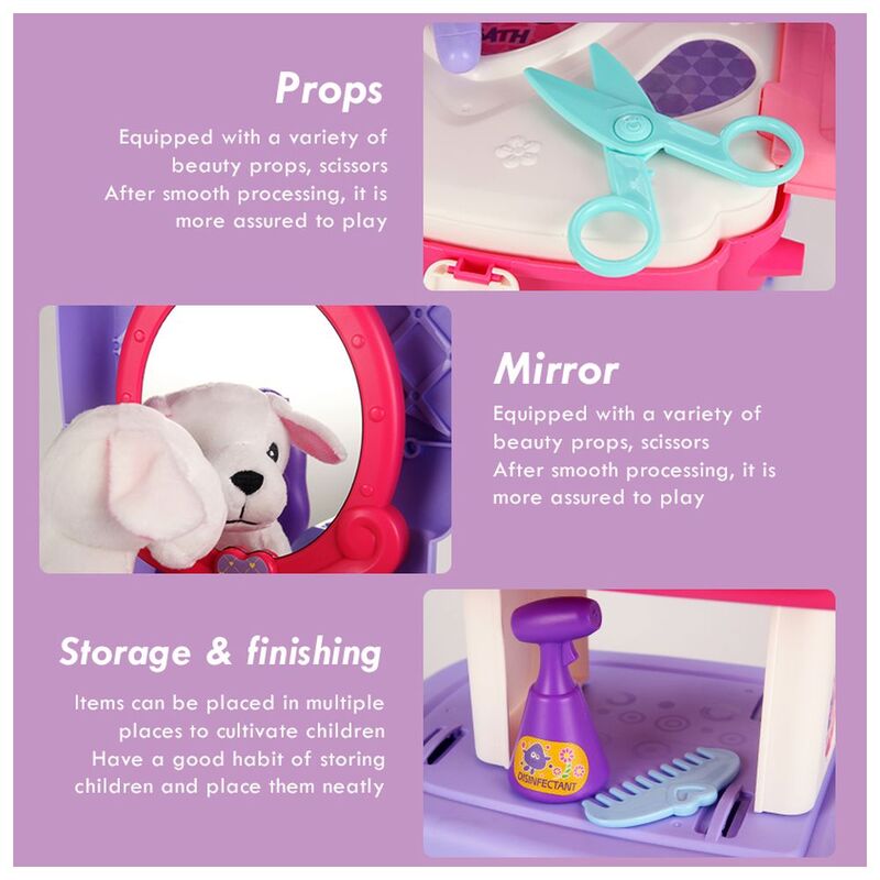 Little Story Animal Care Pet House Purple Toy Set, Playsets, 21 Pieces, Ages 3+