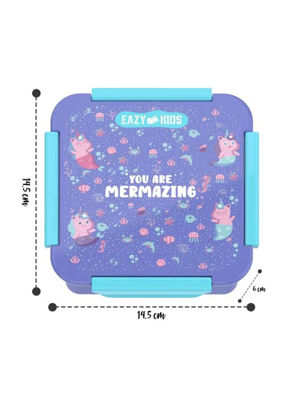 Eazy Kids Lunch Box, Mermaid, 3+ Years, 650ml, Purple