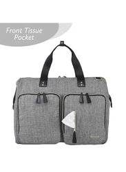 Little Story Gabrielle Mom Dad X-Large Travel Diaper Bag with Diaper Changing Mat for Baby, Grey