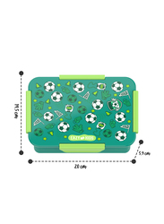 Eazy Kids Soccer Lunch Box Set And Tritan 2 In 1 Flip lid And Sipper Water Bottle, 650ml, Green