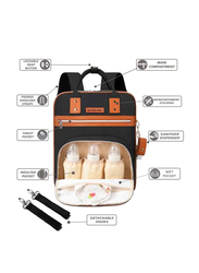 Little Story 2-in-1 Diaper Bag with Sanitizer Bottle Keychain & Stroller Hooks for Baby, Black