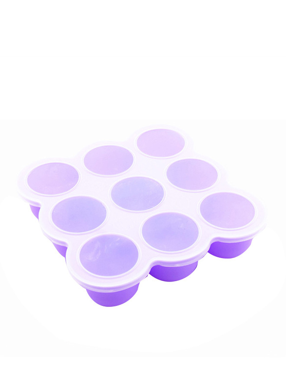 Eazy Kids Baby Food Silicone 9 Compartments Freezer Tray, Purple