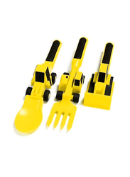 Eazy Kids 3-Piece Spoon Fork & Pusher, Truck Yellow