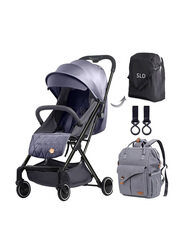 Teknum Grey Travel Lite Stroller and Alameda Diaper Backpack with Hooks, Large, Grey