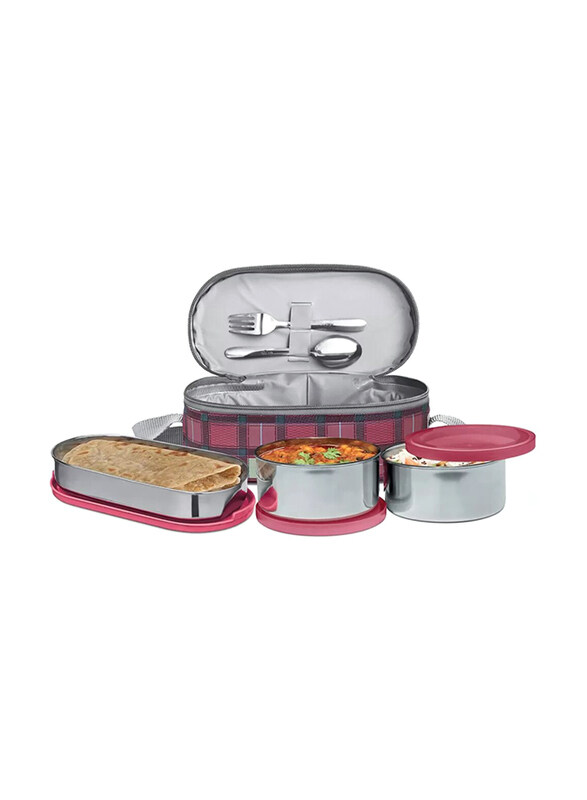 

Milton Corporate Lunch 3 Stainless Steel Lunch Box with Lunch Bag, Maroon