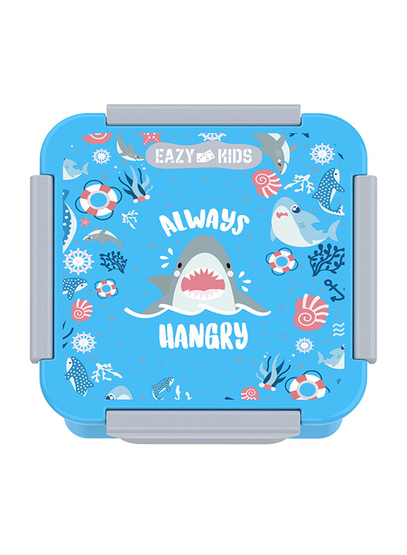 Eazy Kids Shark Lunch Box Set, 2 Pieces, 850ml & 650ml, 3+ Years, Blue