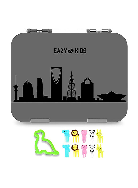 

Eazy Kids Skyline Saudi 4 Compartment Bento Lunch Box For Unisex, Grey