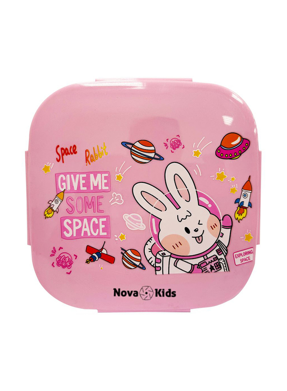 Nova Kids Square Bento Lunch Box, Rabbit Pink