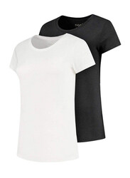 Nooboo Maternity Cooling T-Shirt for Women, 2 Pieces, Small, Black/White
